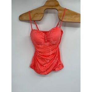 La Blanca Women's Standard Bandeau Tankini Swimsuit Top‎ Sz 6 Coral NWT